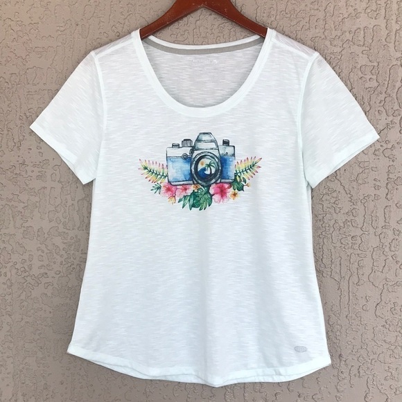 Reel Legends Short Sleeve Tropical Floral & Camera‎ Graphic T-shirt - Picture 1 of 7
